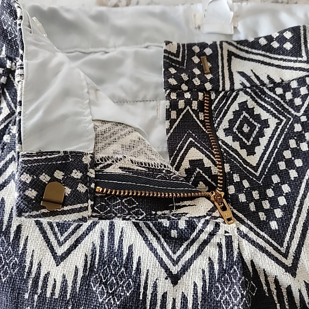 Girls Crewcuts Black/Beige Bohemian Ikat Aztec Print Shorts Size 10 100% Cotton